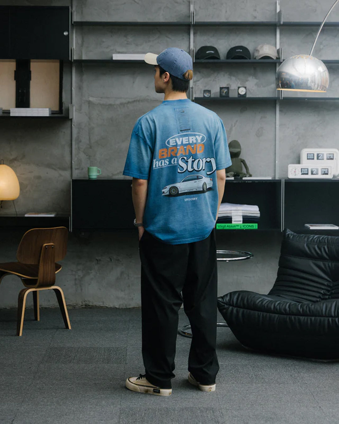 GROCERY x Tarmac Works Washed Graphic Tee - Faded Blue