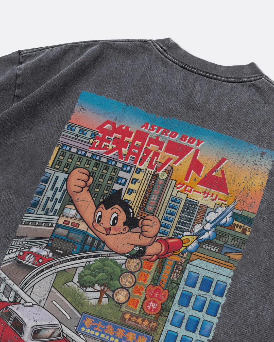 GROCERY x TOY QUBE ASTRO BOY HONG KONG POSTER TEE/ WASHED CHARCOAL