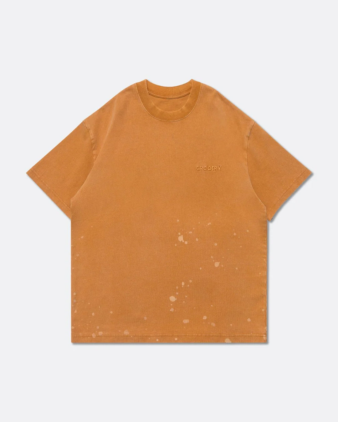 Sand Washed Painted Slogan Tee - Orange