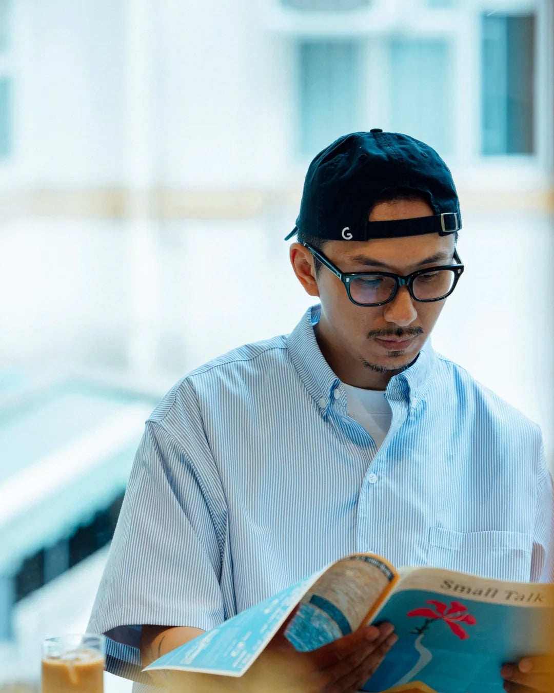 Pocket Short Sleeve Stripe Shirt - Blue