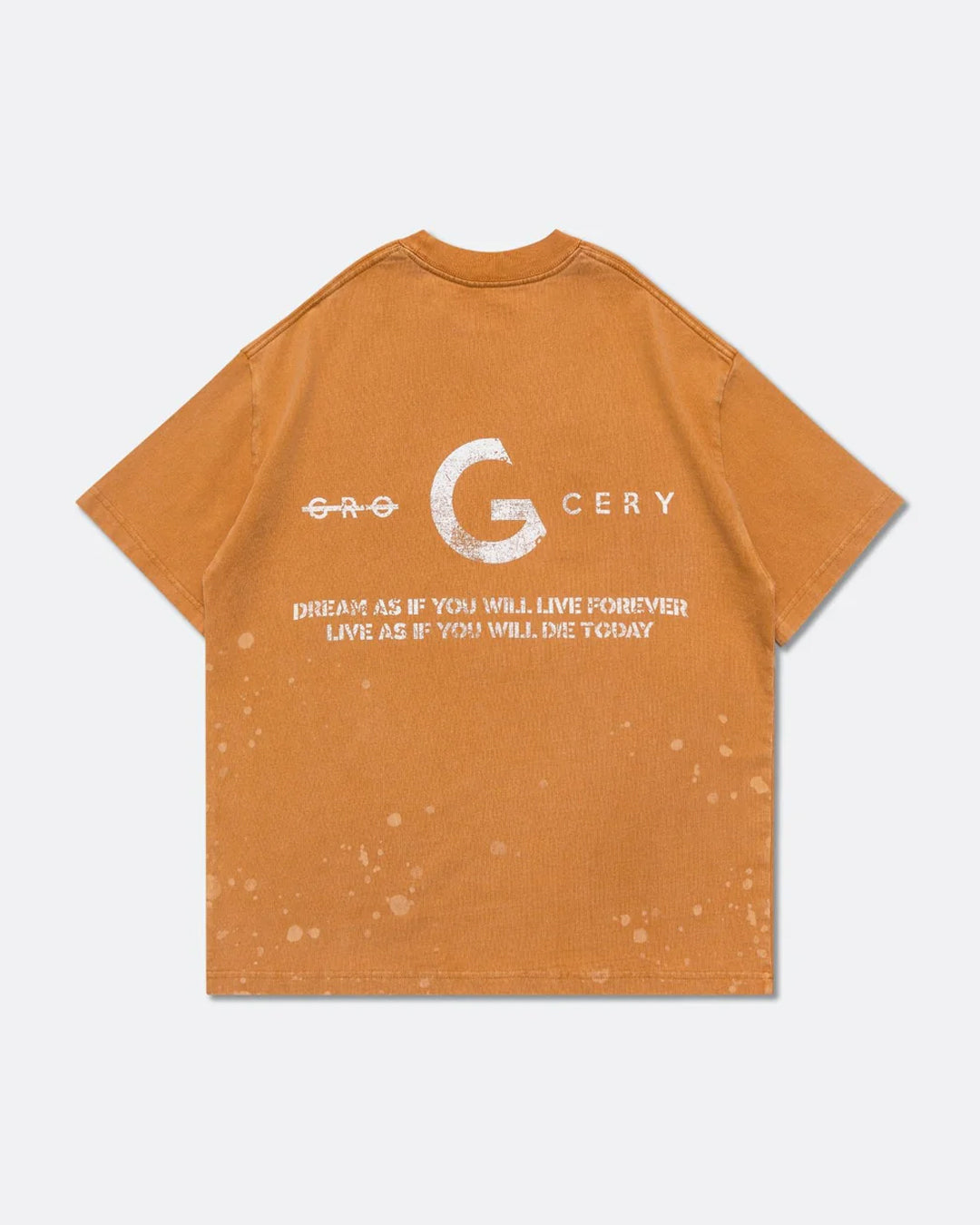Sand Washed Painted Slogan Tee - Orange