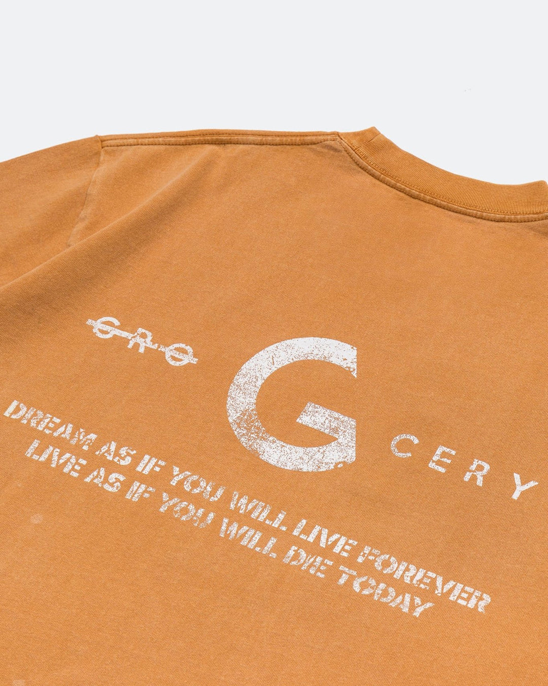 Sand Washed Painted Slogan Tee - Orange