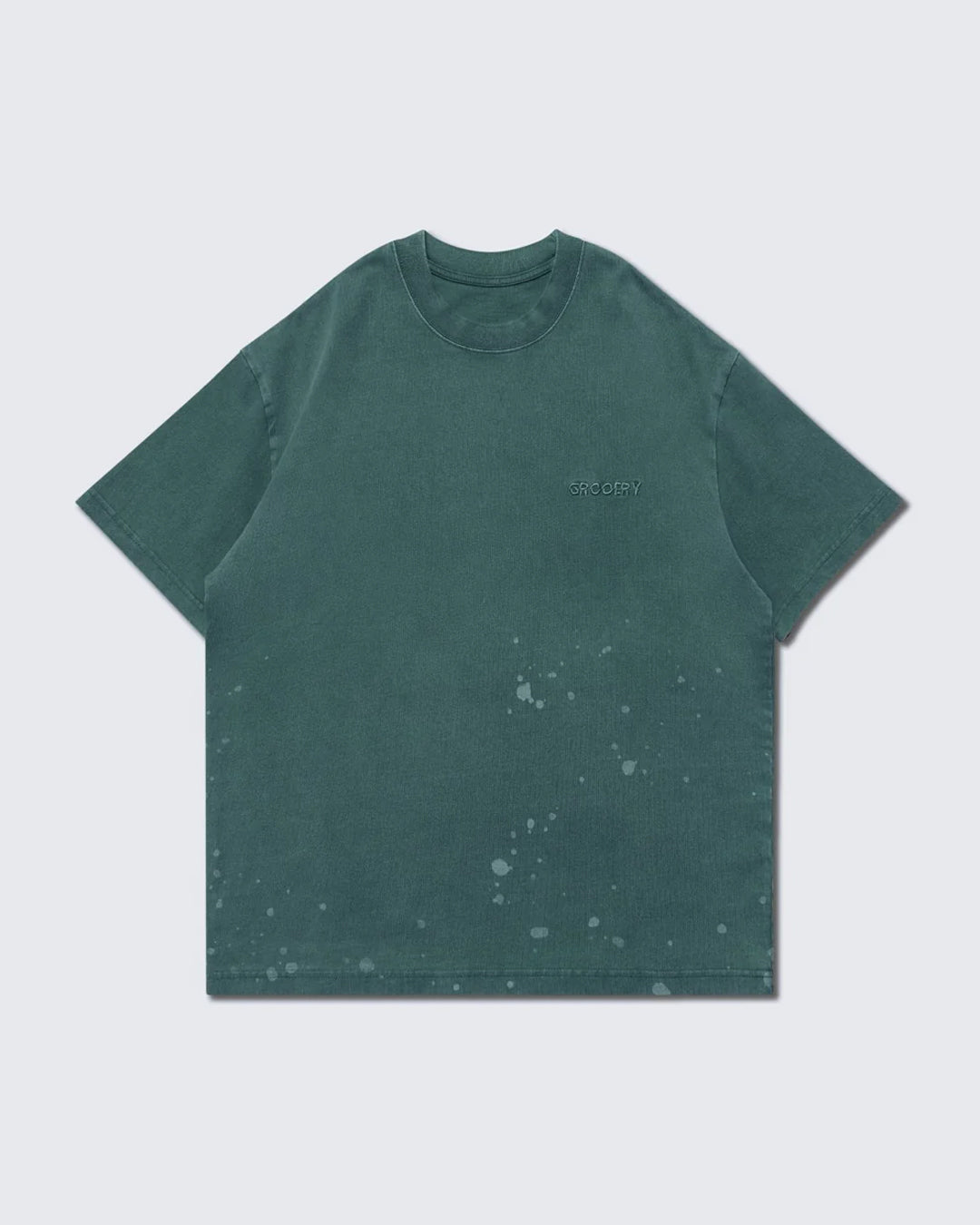 Sand Washed Painted Slogan Tee - Green