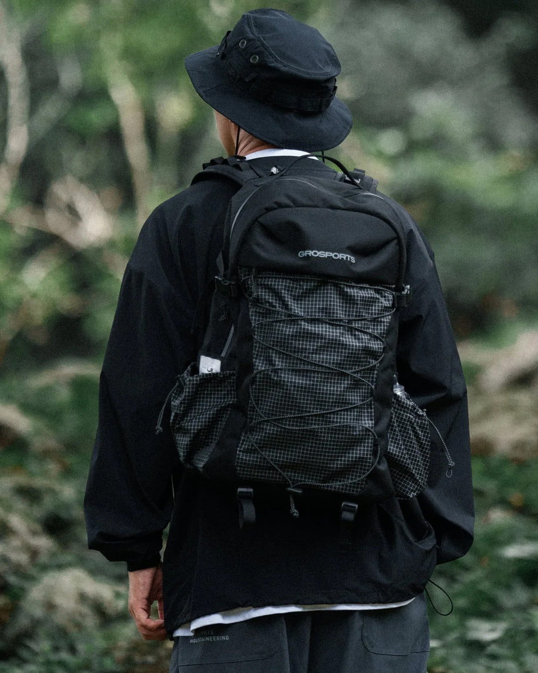 Grid Nylon Cordura Outdoor Backpack - Black