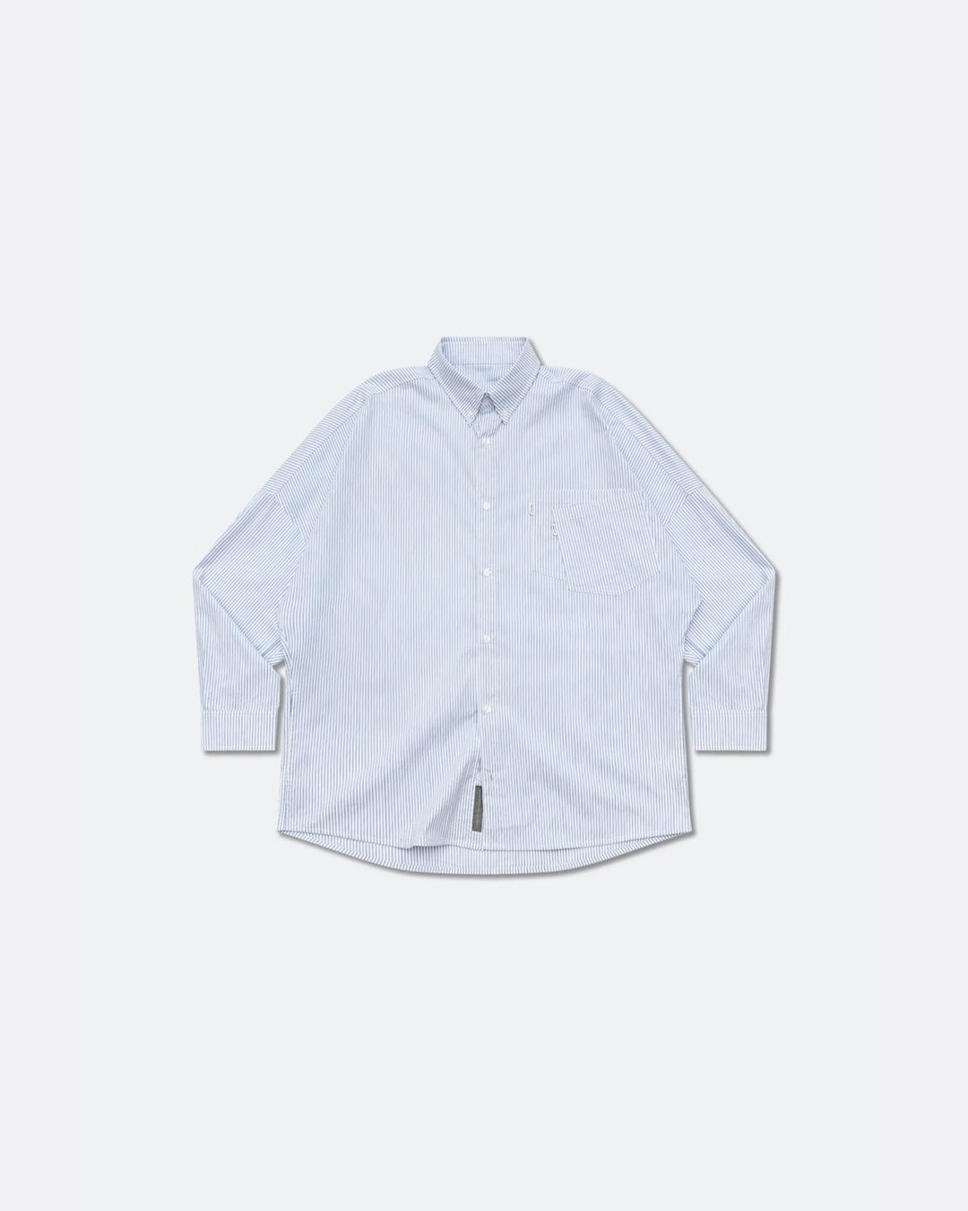 Double Pocket Oversized Oxford Shirt - Blue Stripe