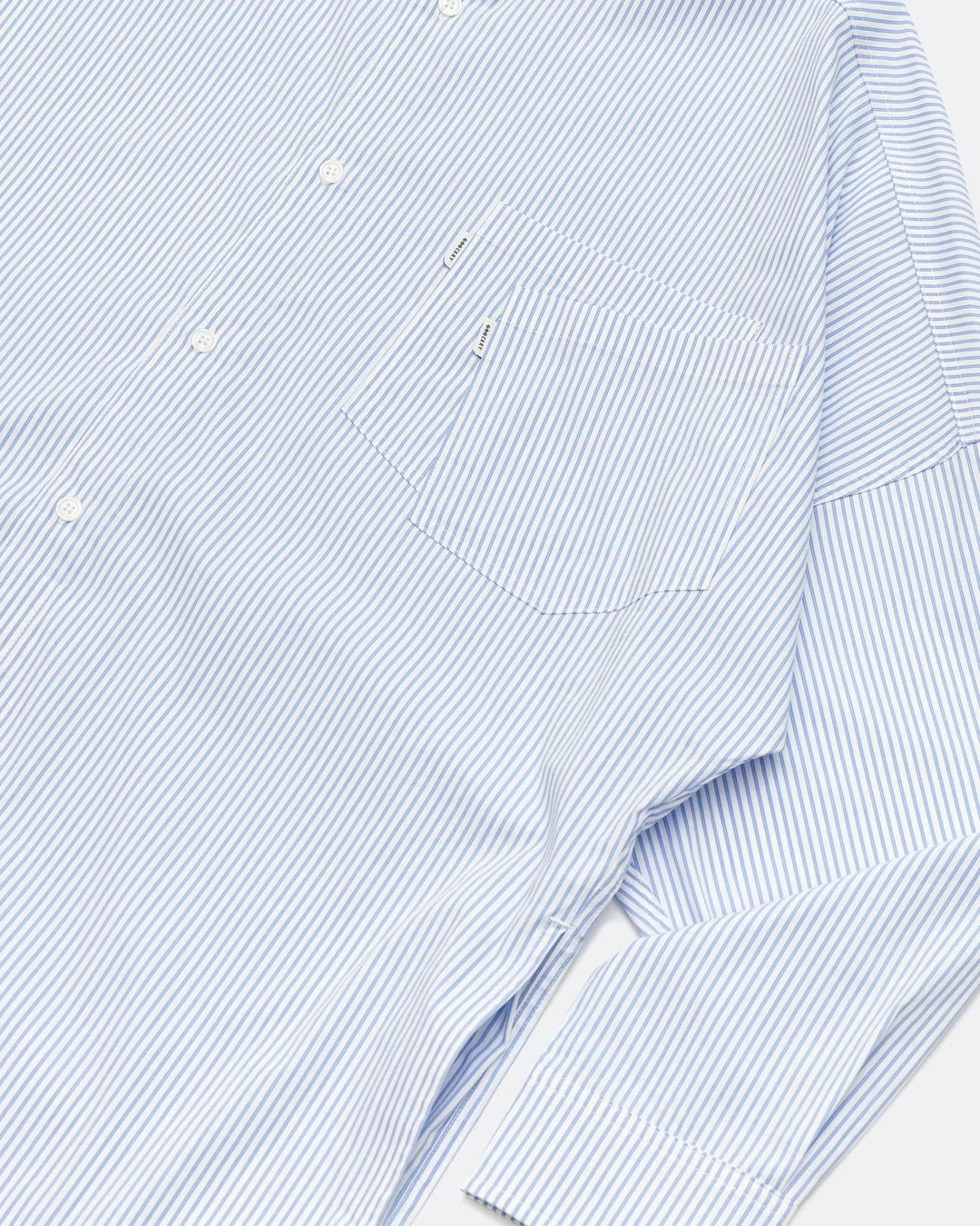 Double Pocket Oversized Oxford Shirt - Blue Stripe
