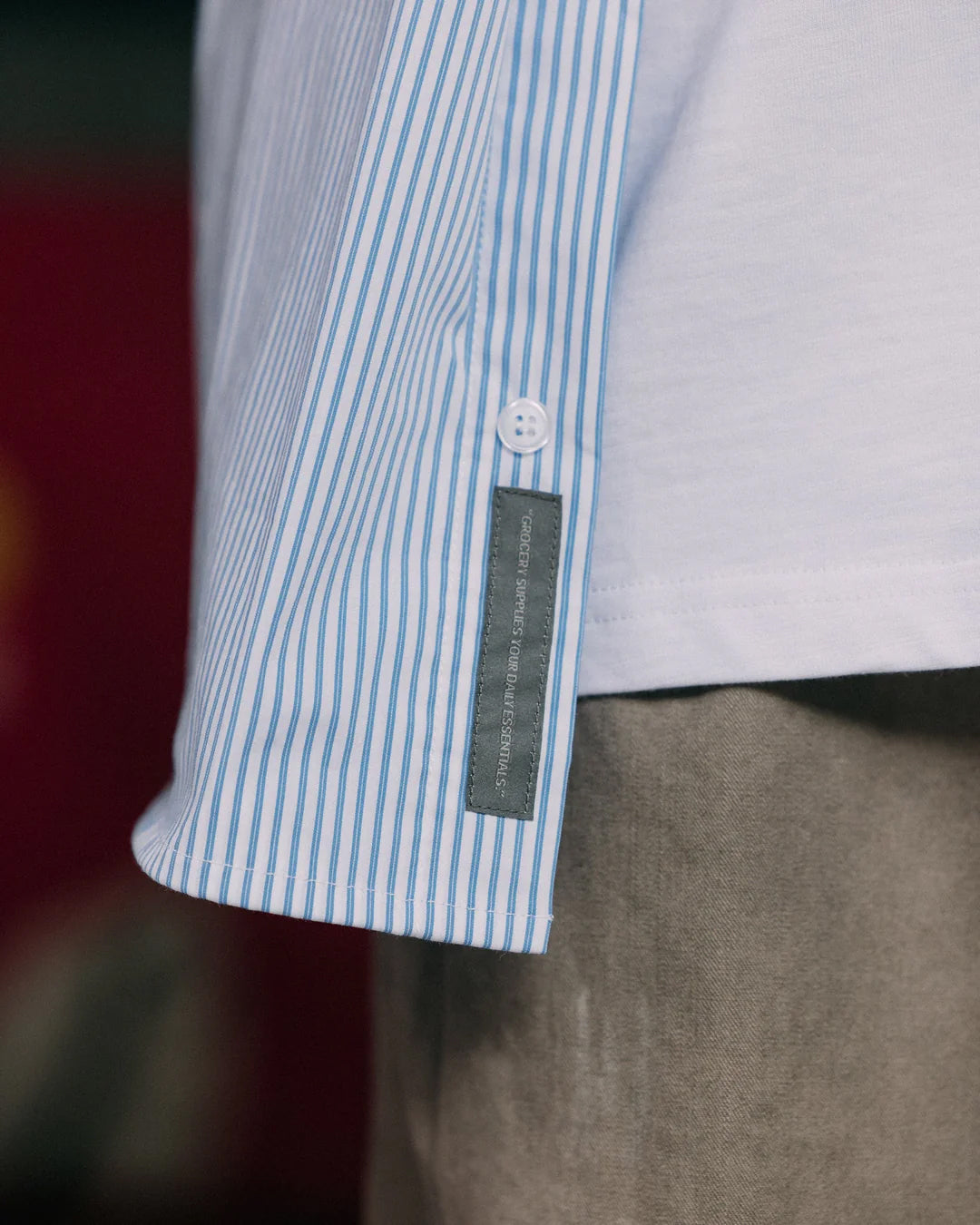 Double Pocket Oversized Oxford Shirt - Blue Stripe