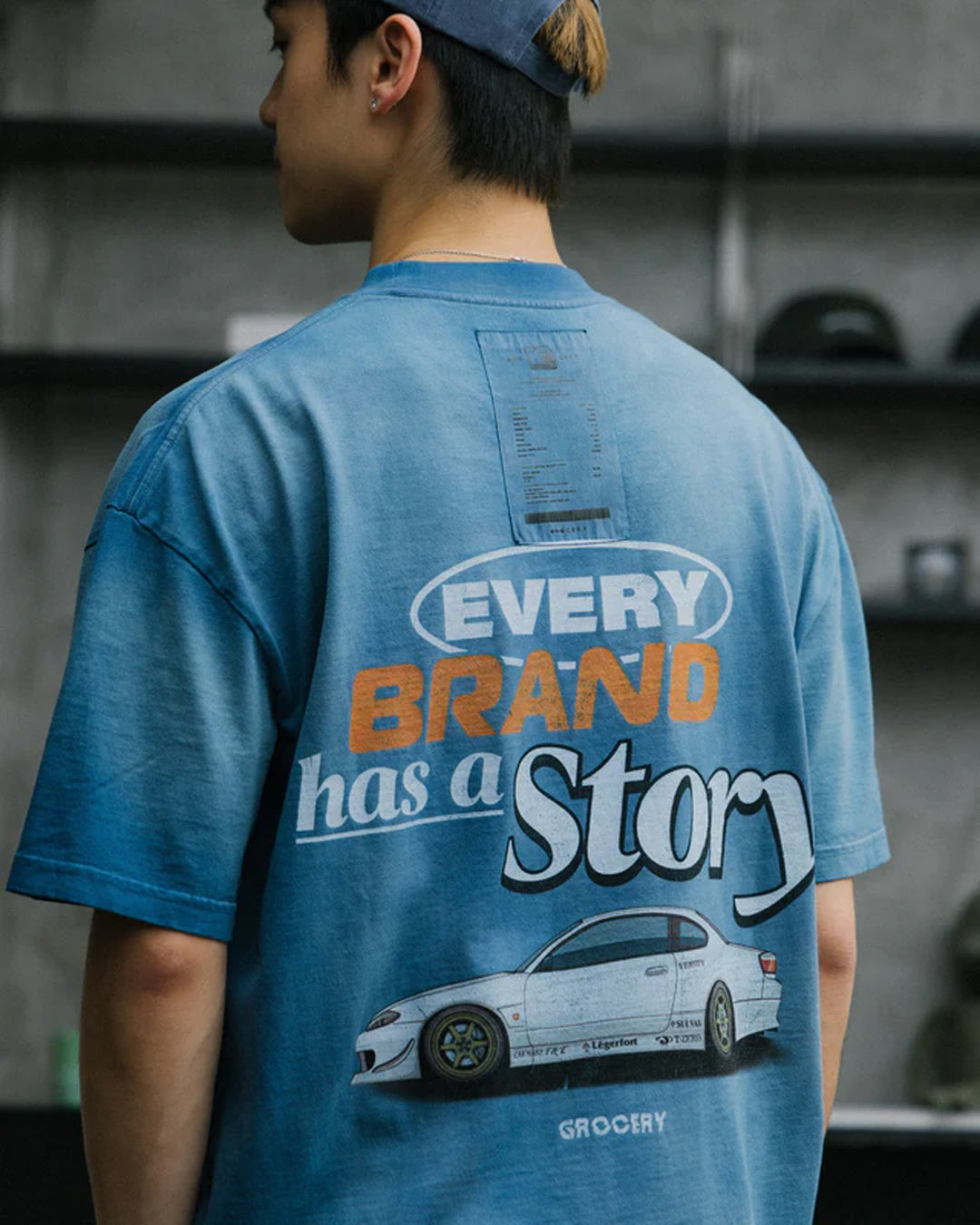 GROCERY x Tarmac Works Washed Graphic Tee - Faded Blue