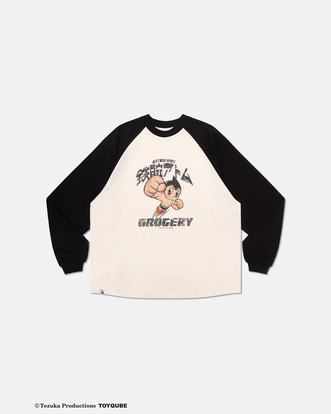 GROCERY x TOY QUBE ASTRO BOY GRAPHIC RAGLAN LONG TOP/ BLACK & CREAM