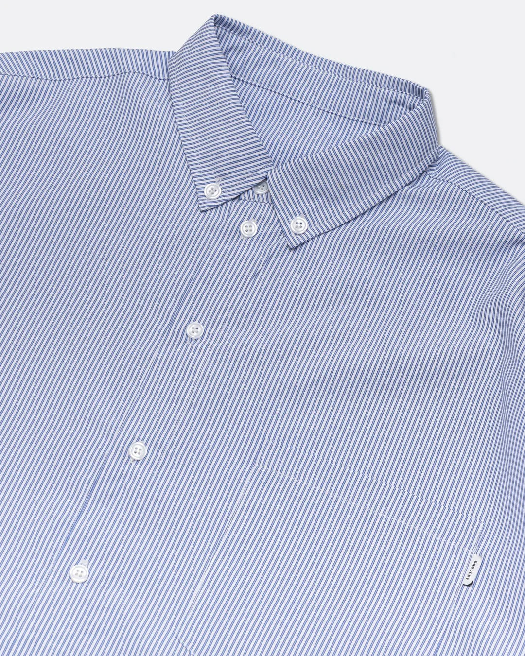 Pocket Short Sleeve Stripe Shirt - Blue