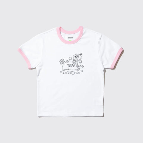 Happy Mini Ringer Tee - White