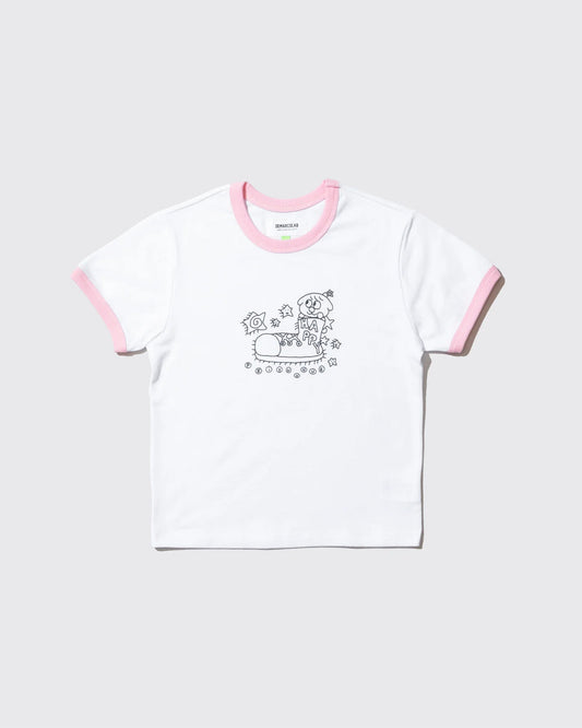 Happy Mini Ringer Tee - White