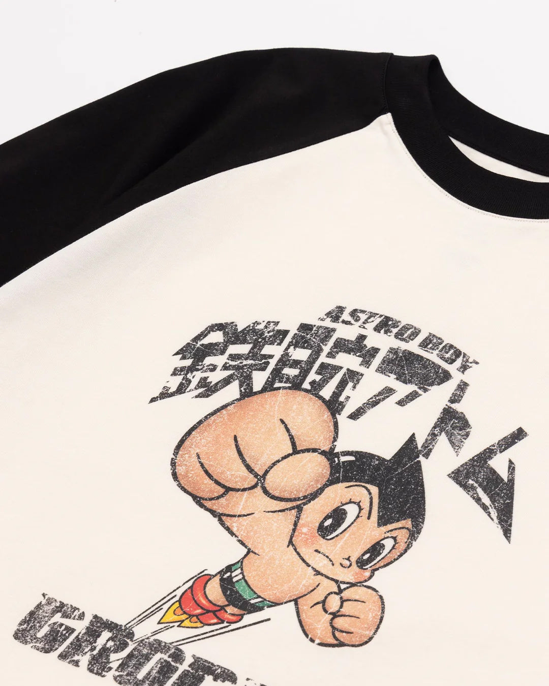 GROCERY x TOY QUBE ASTRO BOY GRAPHIC RAGLAN LONG TOP/ BLACK & CREAM