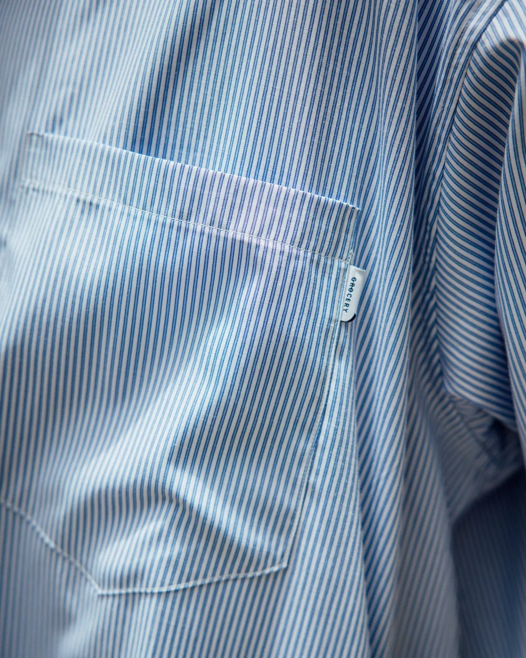 Pocket Short Sleeve Stripe Shirt - Blue