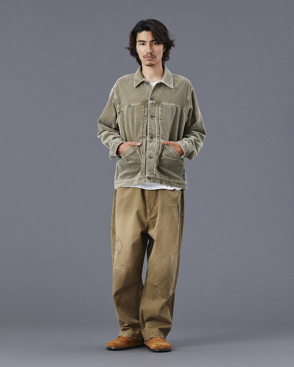 Handwriting Print Chino Sarrouel Pants - Beige