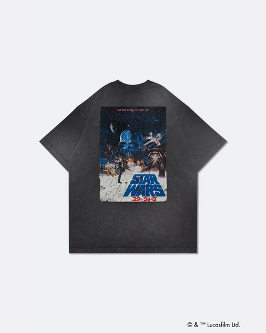 GROCERY STAR WARS A NEW HOPE 1977 JAPAN MOVIE POSTER TEE/ WASHED BLACK