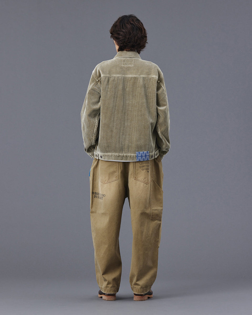 Handwriting Print Chino Sarrouel Pants - Beige