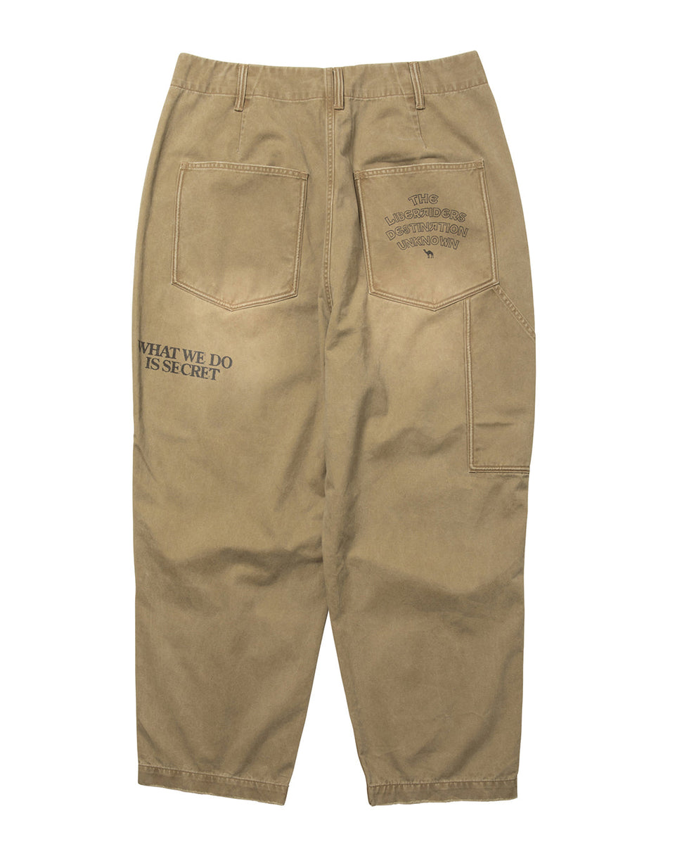 Handwriting Print Chino Sarrouel Pants - Beige