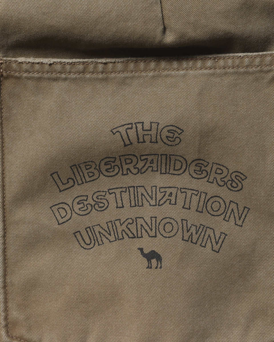 Handwriting Print Chino Sarrouel Pants - Beige