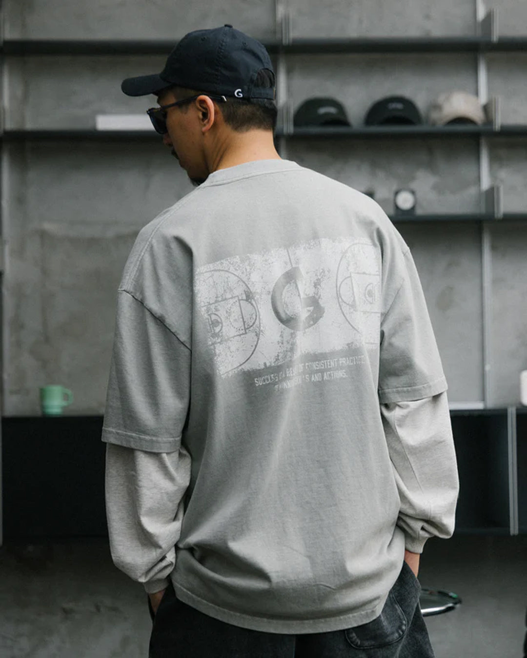 Hoop Dream Washed Graphic Tee - Grey