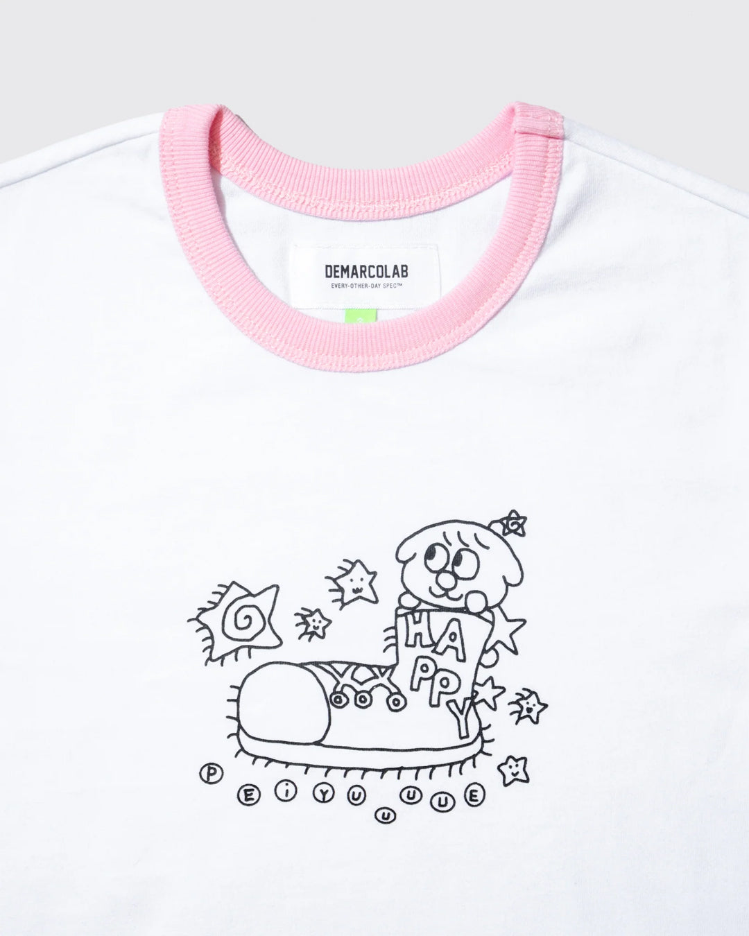 Happy Mini Ringer Tee - White