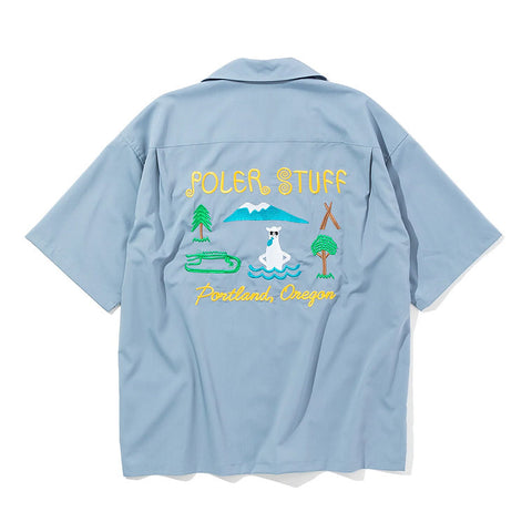 TOURIST TRAP RELAX OPEN COLLAR SHIRT-BLACK