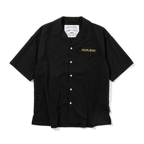 TOURIST TRAP RELAX OPEN COLLAR SHIRT-BLACK