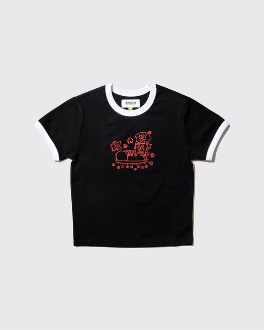 Happy Mini Ringer Tee - Black