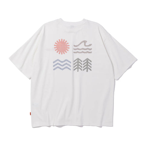 PRM CLOTH STITCH EMB TEE - WHITE