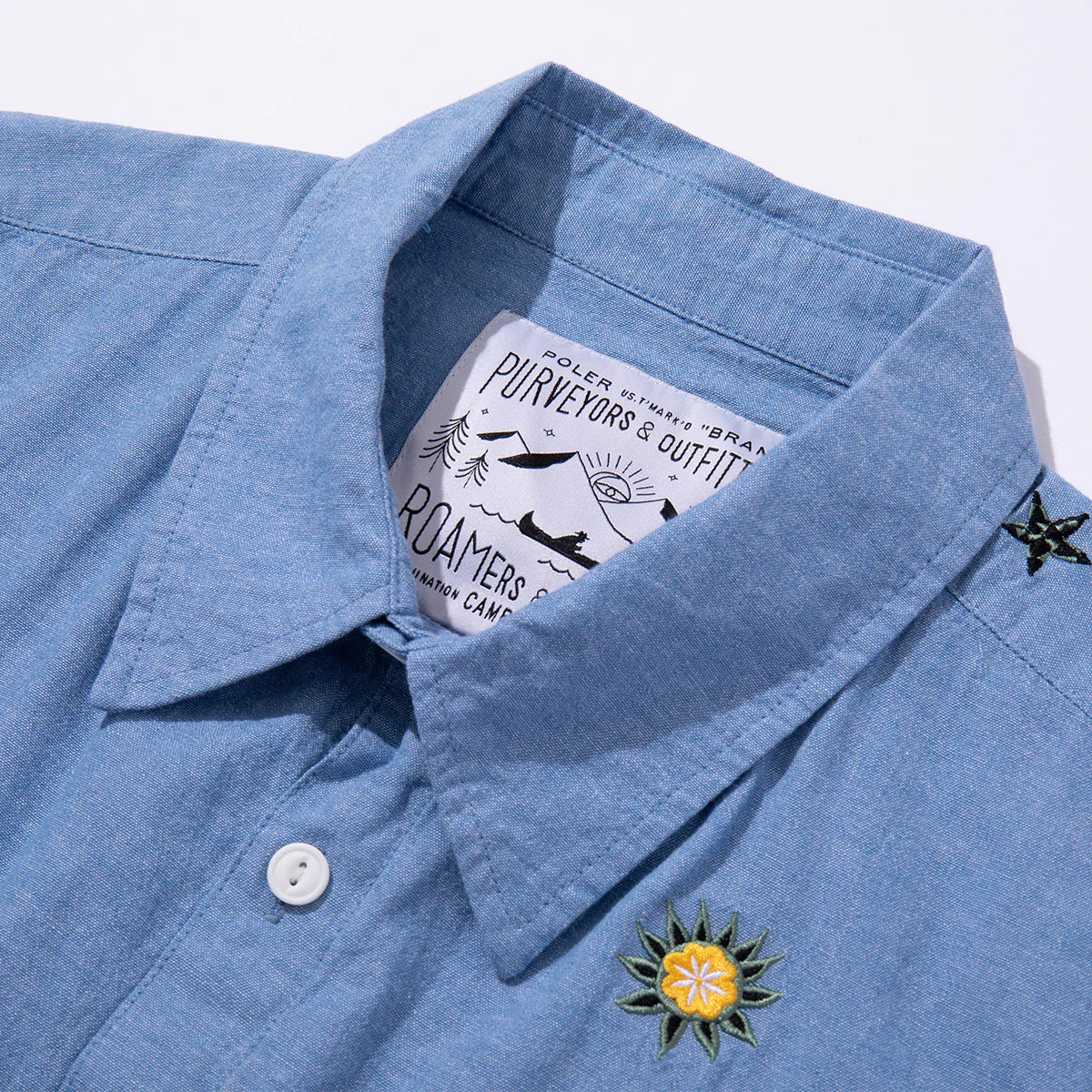 EMB POCKET CHAMBRAY S/S - SAX