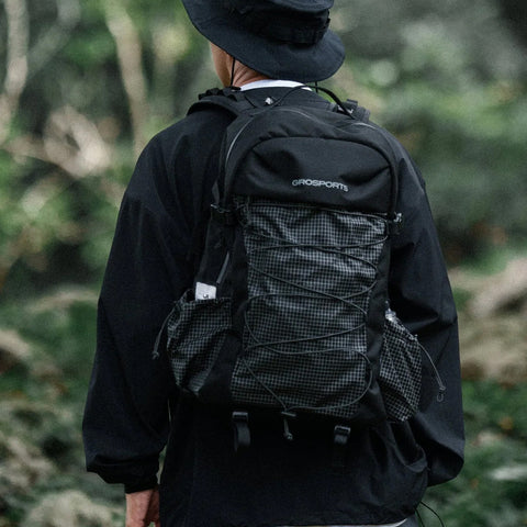 Grid Nylon Cordura Outdoor Backpack - Black