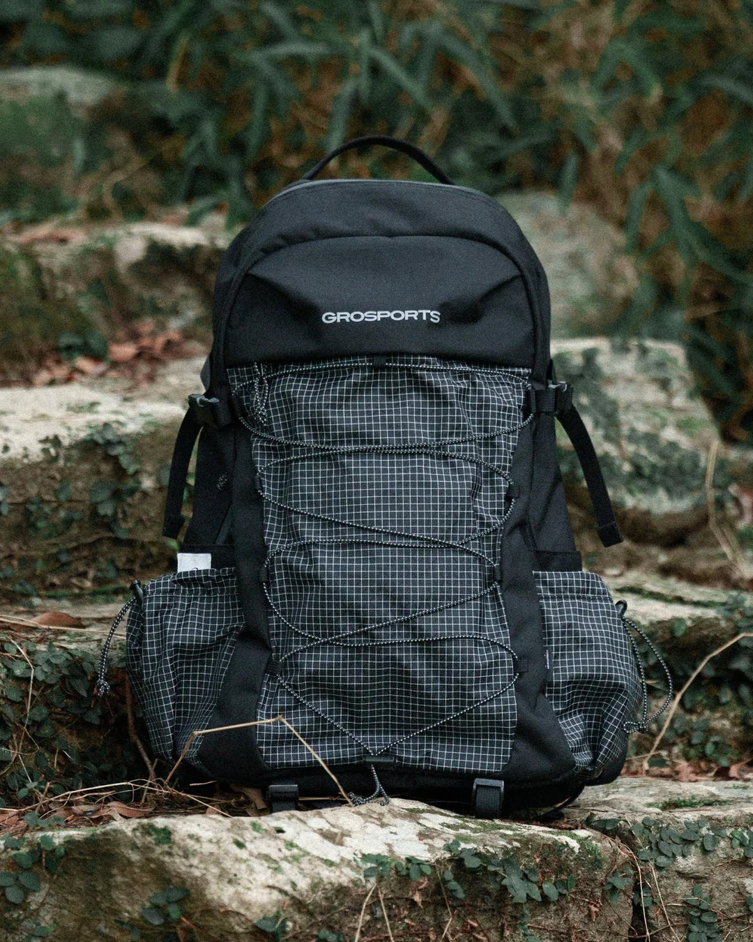 Grid Nylon Cordura Outdoor Backpack - Black
