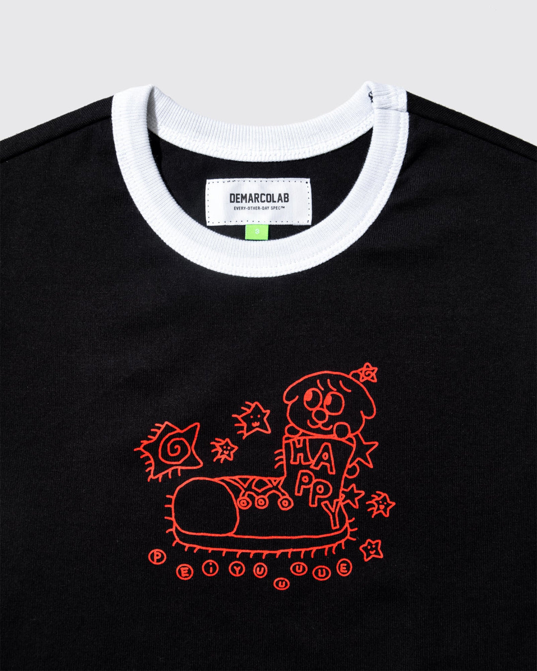 Happy Mini Ringer Tee - Black