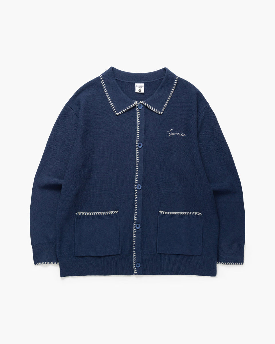 Blanket Stitch Cardigan - Navy