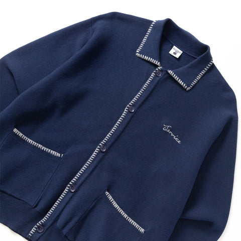 Blanket Stitch Cardigan - Navy