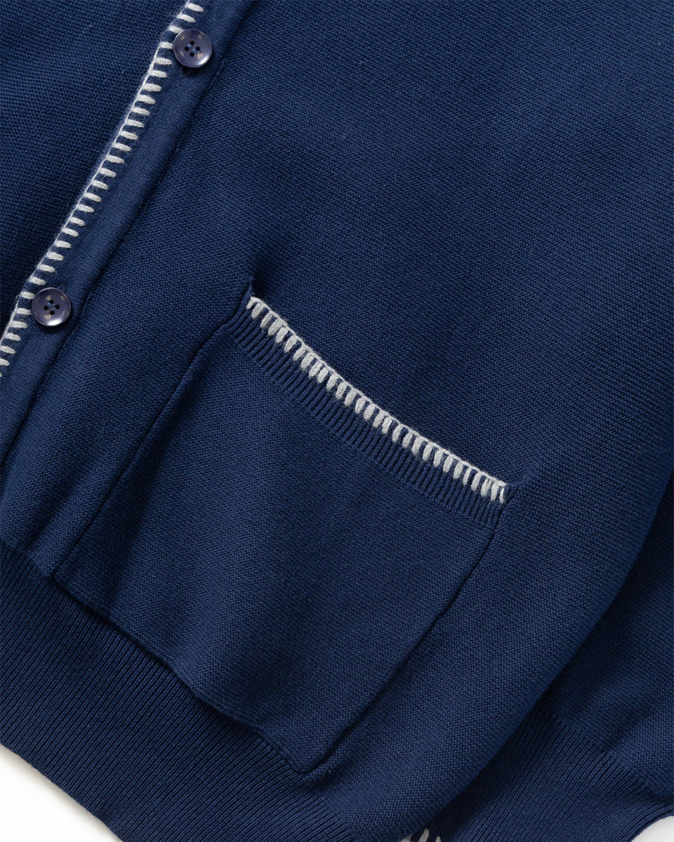 Blanket Stitch Cardigan - Navy