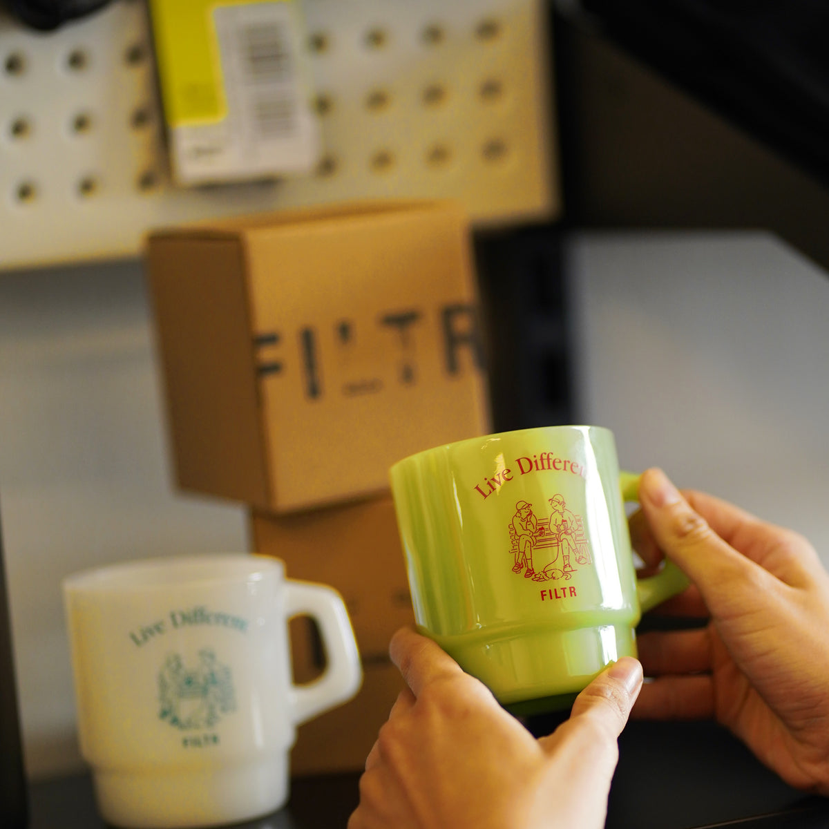 Live Different Milk Glass Mug - Green