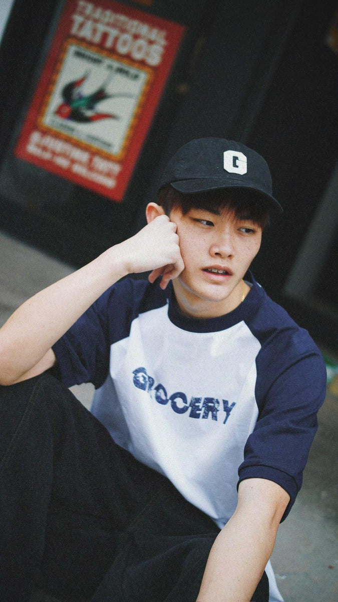 GROCERY CONTRAST RAGLAN LOGO TEE/ WHITE