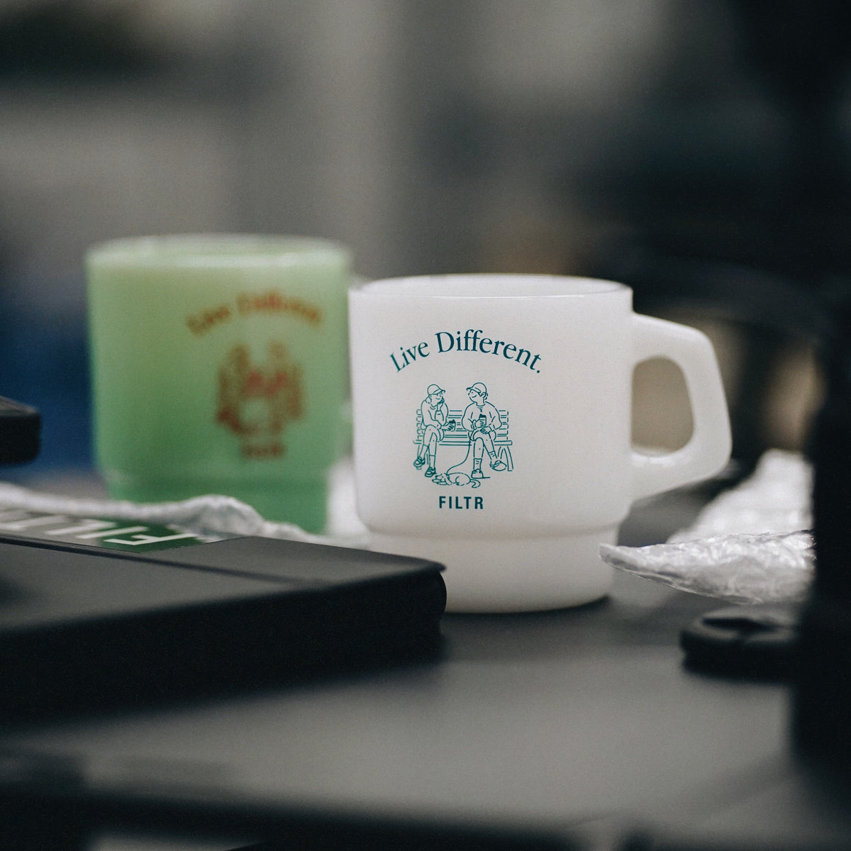 Live Different Milk Glass Mug - White
