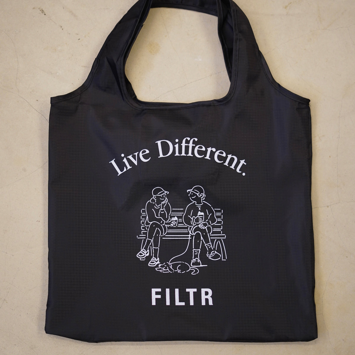 1st Anniversary Live Different Packable Shopping Bag – Black