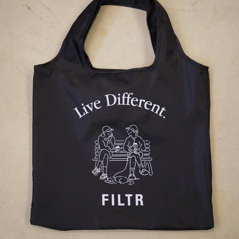 1st Anniversary Live Different Packable Shopping Bag – Black