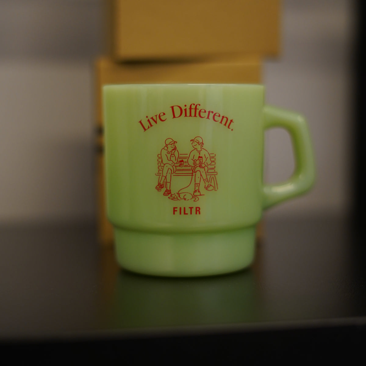 Live Different Milk Glass Mug - Green