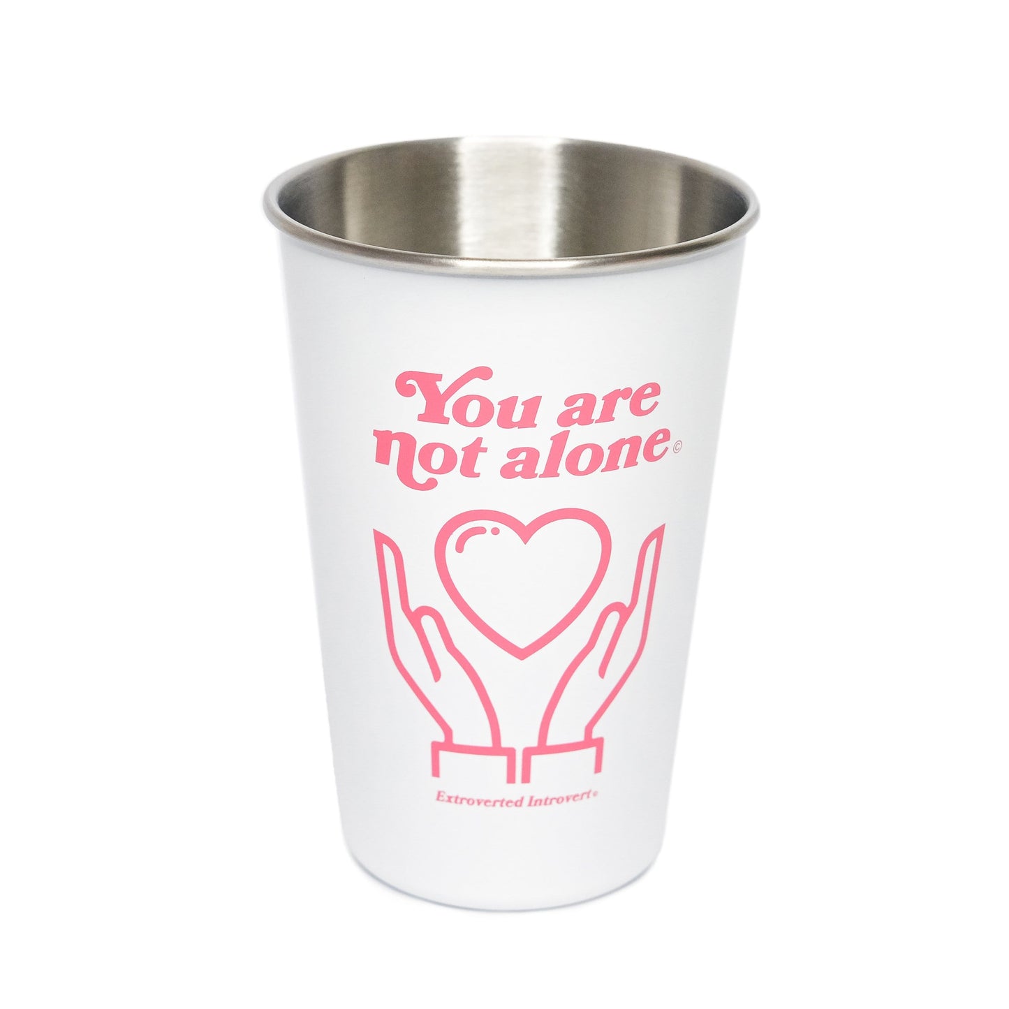 16oz Stainless Steel White Pint - extrovertedintrovert
