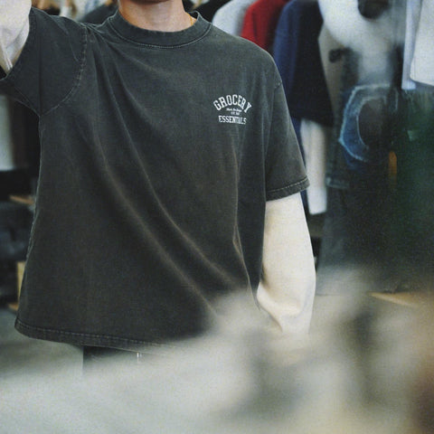 GROCERY WASHED LAYERED LONG TOP/ WASHED CHARCOAL