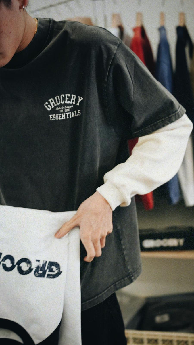 GROCERY WASHED LAYERED LONG TOP/ WASHED CHARCOAL