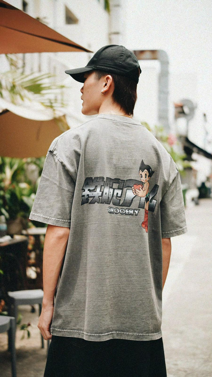 GROCERY x TOY QUBE ASTRO BOY WASHED HEART TEE/ WASHED CHARCOAL