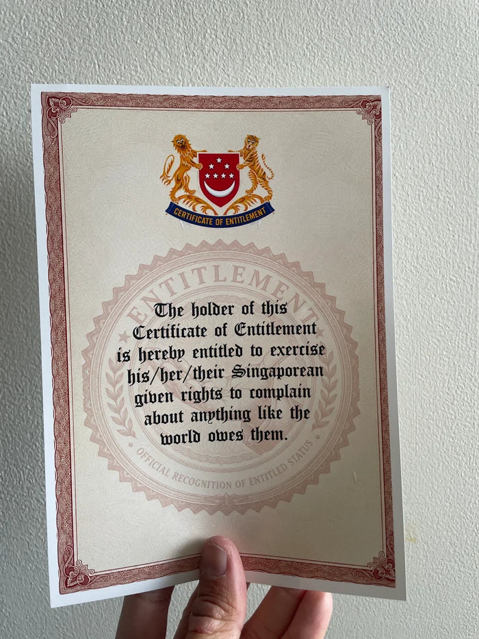 Certificate of Entitlement