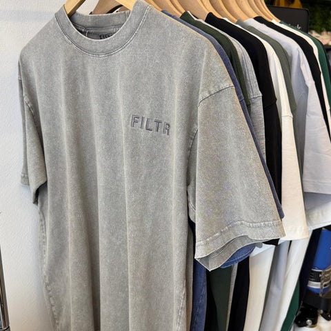 FILTR EMBROIDERY TEE - WASHED GREY