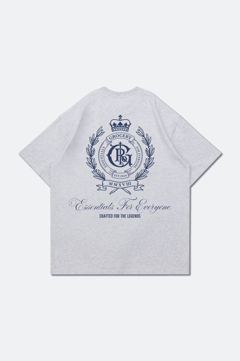 COLLEGE EMBLEM GRAPHIC TEE/ HEATHER GREY