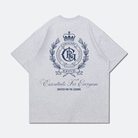 COLLEGE EMBLEM GRAPHIC TEE/ HEATHER GREY